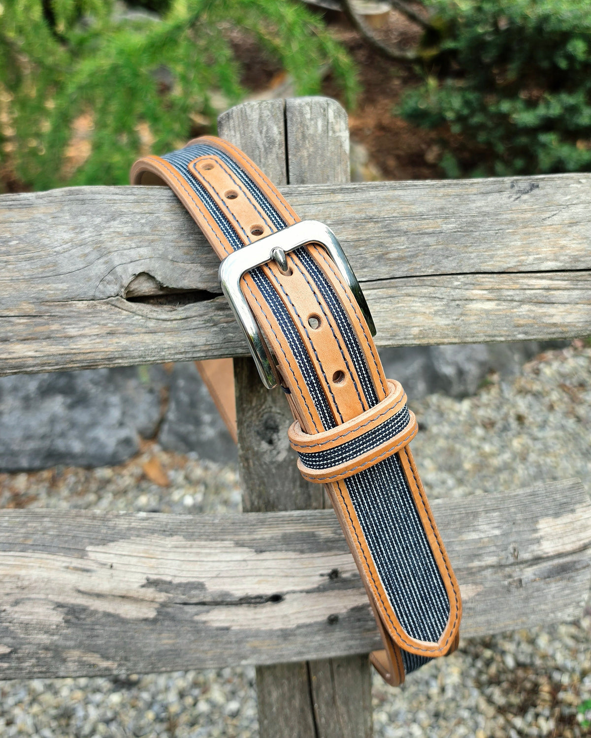 Ledergürtel Denim "12,7oz Striped Hickory"