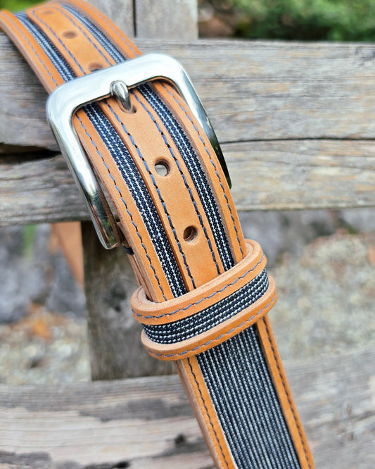 Ledergürtel Denim "12,7oz Striped Hickory"