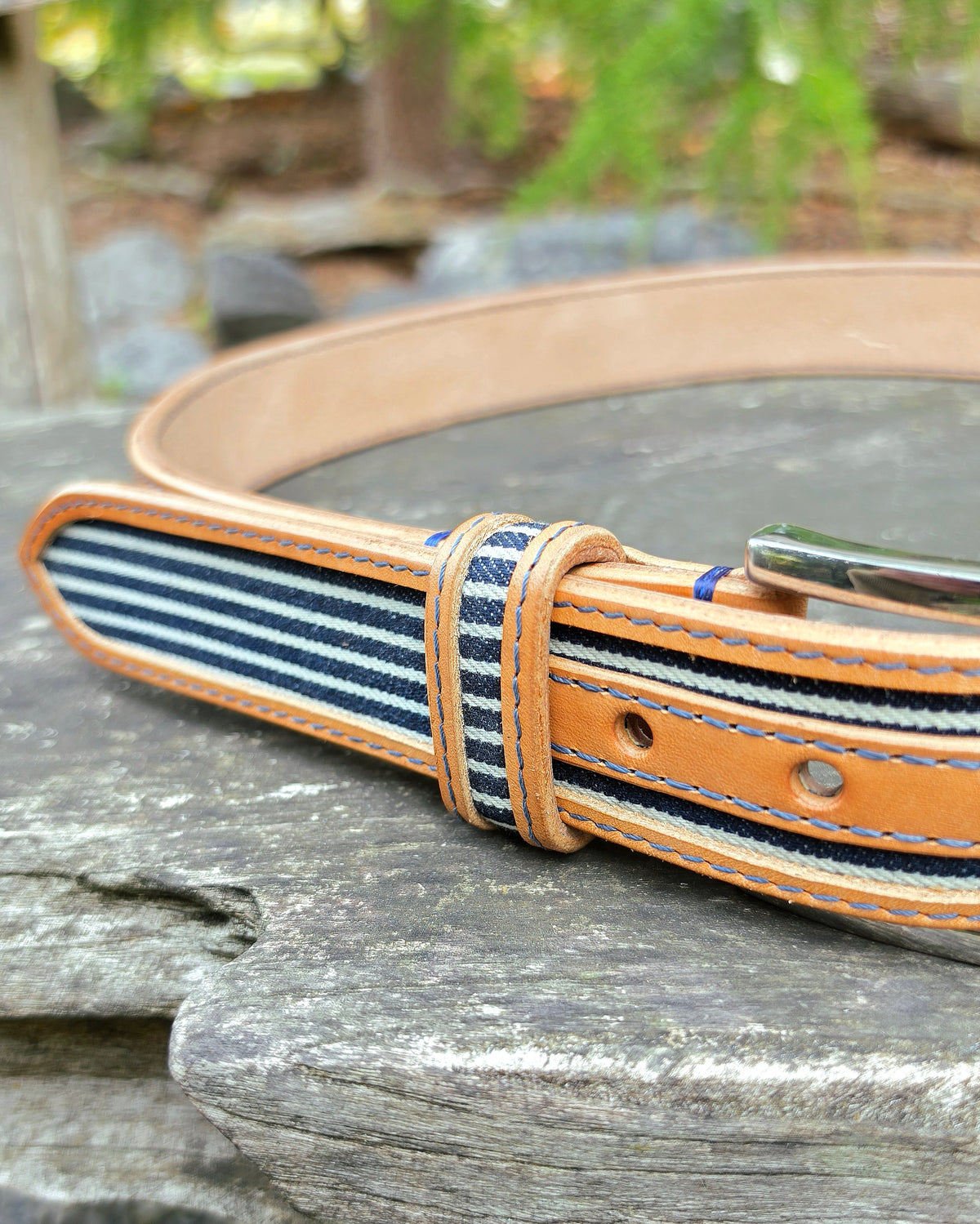 Ledergürtel Denim "12,5oz Hickory Stripe"