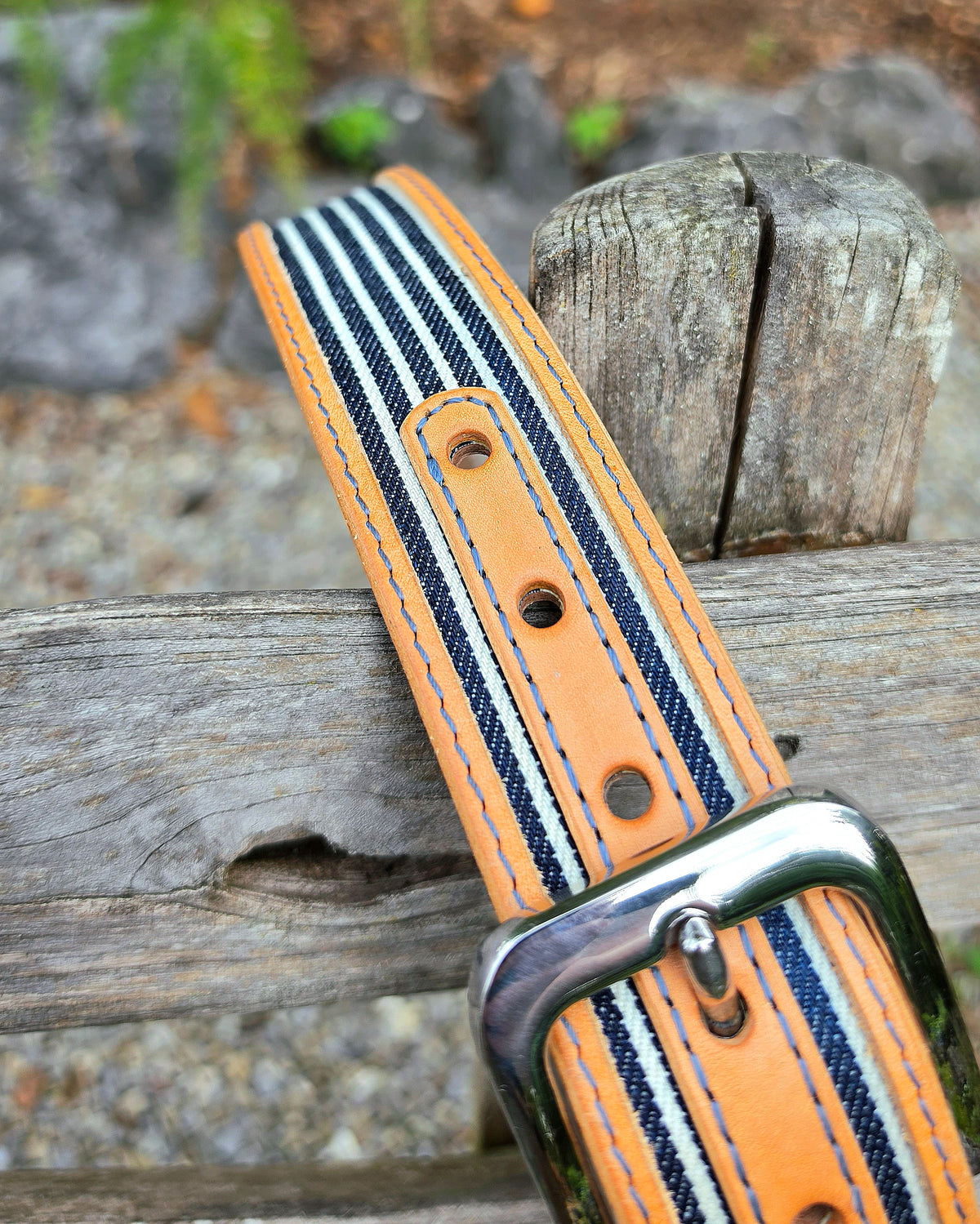 Ledergürtel Denim "12,5oz Hickory Stripe"