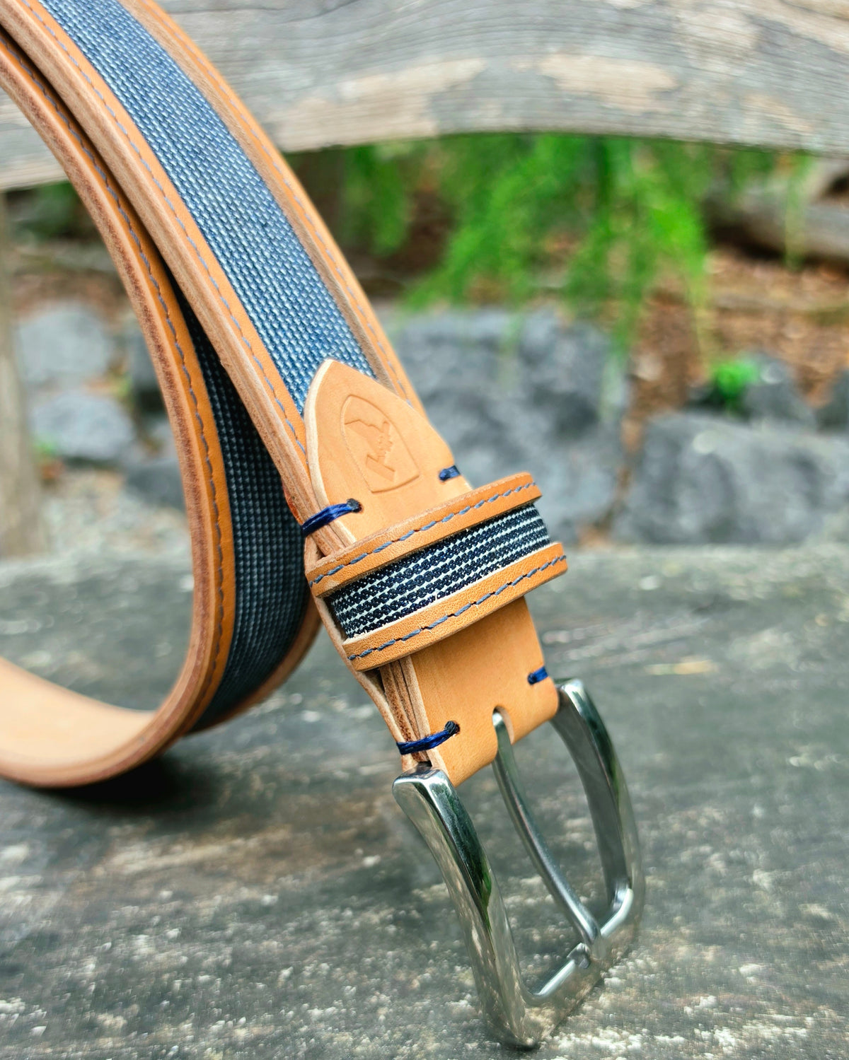 Ledergürtel Denim "12,7oz Striped Hickory"