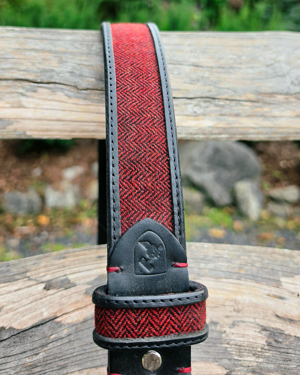 Ledergürtel "John" mit rotem Tweed